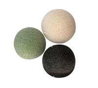 Anneome 3 piezas Esponjas Faciales de Bambú Activado de Negro Blanco Verde para Limpieza Suave y Exfoliación de Esponjas Naturales para Hombres y Mujeres