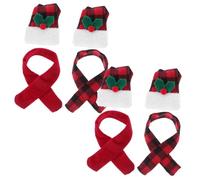 Anneome 4 Juegos Mini Santa Hats y Bufanda Escocesa para Botellas de Vino Decoración Navideña con Tela Resistente Adornos Festivos para Mesa de Fiestas y Centros de Mesa