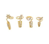 Anneome 4 Piezas Anillos de Uña Ajustables con Circonitas para Mujer de Diseño Abierto y Cómodo para Fiestas y Uso Diario