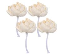 Anneome 4 Piezas Flor para Difusor de Varillas Peonía 8cm, Hecha a Mano | Capas Múltiples de Hojas, Mecha de Algodón Integrada, para Armarios y Estantes, Recambio Decorativo