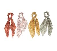 Anneome 4 piezas Lazos para Pelo con Diseño Floral Elásticos para Cabello Pañuelos Largos para Coleta Accesorios Versátiles para Mujeres y Niñas Colores Vibrantes Brick Rojo Amarillo