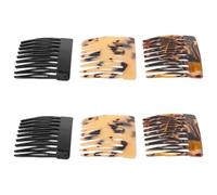 Anneome 6 Peines Laterales de Acetato Antiestáticos 6 Pcs 2 Leopardo Claro 2 Piel de Tigre 2 Negros Peinetas Francesas Mini Portátiles para Peinado Diario y Viajes