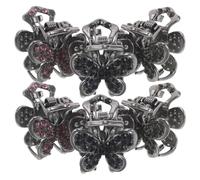 Anneome 6 Piezas Pinzas de Garra Pelo Gemas de Imitación, Mini Clip Decorativo Metálico en Azul, Rosa y Gris, Set de 6 Piezas para Mujer y Niña, Adecuado para Bodas y Fiestas
