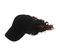 Anneome Baseball Cap With Hair Extensions For Women Short Curly Bob Synthetic Wig Attached Hat Easy Care Stylish Hairpiece For Daily Wear
