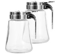 Anneome Bomba dispensadora de Jarabe, 2 Piezas, 300 ml, Acero Inoxidable y Vidrio, para cafetería, Barbacoa y Cocina, para Leche, Salsas y condimentos, sin derrames