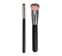 Anneome Brocha Sintética para Base de Maquillaje y Polvos Correctores Set 2 Piezas Modelo 170 Modelo 370 Mango de Madera de Abedul Herramienta Cosmética para Aplicación Suave y Uso