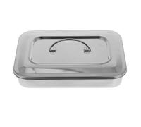 Anneome Caja de Metal de Acero Inoxidable con Tapa para Manicura, Bandeja de Esterilización Plateada, Resistente al Desgaste Óxido