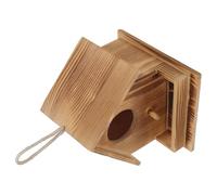 Anneome Casa Nido para Colibríes de Madera Maciza de Pino Quemado 17.5x18.2x17.2 Cm para Exterior, Colgante para Jardín y Patio, Refugio Decorativo para Aves Pequeñas