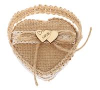 Anneome Cesta De Anillos Diseño Retro Forma De Para Bodas y Propuestas Caja De Joyas Tejida Lazo De Arpillera Para Decoración y Almacenaje De Anillos caja de joyas