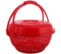 Anneome Cesta Redonda Roja para Almacenamiento Práctico Asa Conveniente de Plástico Diseño que Ahorra Espacio para Recogida de Fresas y Frutas en Jardín