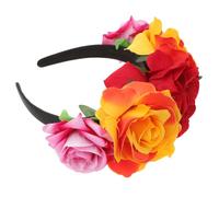 Anneome Diadema Halloween Flor Grande para Mujer con Rosa Decorativa Tocado Floral para Fiesta Cumpleaños y Accesorio para Cabello Femenino Azul Rojo y Amarillo