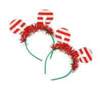 Anneome Diadema Navideña de Bastón Rojo y 2 Piezas Aro Pelo Ligero y Seguro Tocado para Fiestas de Navidad Accesorio Festivo para Cosplay y Ambiente Alegre