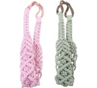 Anneome Diademas Tejidas a Ganchillo 2 Pcs Diadema Bohemia Elástica de Algodón Colores Rosa y Verde Musgo Banda Cabello Deportiva y Decorativa para Mujer y Niña