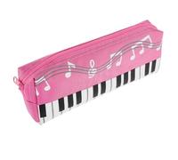 Anneome Estuche para Lápices Portátil con Estampado de Teclado de Piano y Notas Musicales Gran Capacidad Diseño de Lona Duradera Color Rosa para Niñas y Organizador Práctico de Bolígrafos