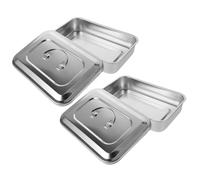 Anneome Expositor de Uñas 2 Piezas de Acero Inoxidable 201 sin Perforaciones, Bandeja Cuadrada de 9 Pulgadas con Tapa, Caja de Remojo Higiénica para Almacenamiento y