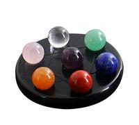 Anneome Juego de Cuentas de Cristales Bola de Piedras Preciosas 7 Chakras, Soporte de Obsidiana Negra, Plato de Aperitivo de Estrellas para Meditación y Relajación, Color Aleatorio