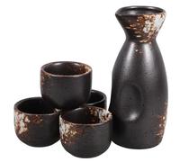 Anneome Juego de Sake Japonés 5 Piezas, Tetera y 4 Tazas de Cerámica Nieve Blanca Pequeña, Resistente a Altas Temperaturas, Set Tradicional para Servir y Degustar Sake Auténtico