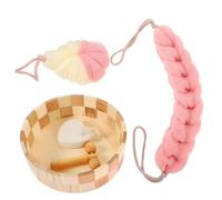 Anneome Kit de Accesorios para Baño con Guantes Exfoliantes y Esponja para Cuerpo y Pies Práctico para Mujeres con Caja de Madera para Almacenamiento Organizado