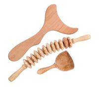 Anneome Masajeador De Madera Cuerpo Kit 3 Piezas Esculpido Portátil Liviano Herramientas De Masaje Para Cuello Hombros y Acupresión Terapia Relajante Bienestar Viajeros