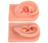 Anneome Modelo de Práctica de Orejas Humanas de Silicona Perforadas Par Izquierda y Derecha Color Piel Oscura Reutilizable para Prácticas de Piercing y Formación Médica