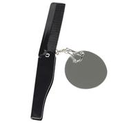 Anneome Peine Plegable para Barba Grande Dientes Finos, Llavero Espejo Ovalado Compacto, Peine de Bolsillo para Hombres, Portátil y Resistente, Adecuado para Viaje y Cuidado Personal