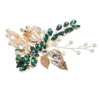 Anneome Peineta para Novia Gemas de Imitación Azules y Hojas Plateadas Accesorio Lateral para Cabello de Mujer y Niña Peine Elegante para Bodas y Eventos 1 Pieza