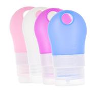 Anneome Set de 4 Botellas de Silicona para Viaje, Dispensadoras de Loción y Champú, Capacidad 37Ml, a Prueba de Fugas con Bolsa de PVC con Cremallera para Cosméticos