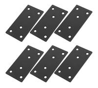 Anneome Soportes de Reparación Metálicos Negros 50X100 MM Placas Planas Rectas para Muebles de Madera 6 Juegos con Tornillos Negros 4X16 y M4X30 Escuadras de Unión para Fijación y