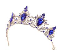 Anneome Tiara Barroca Vintage de Aleación Gotas de Agua Azul Real, Accesorio Cabello de Princesa, Diadema para Bodas, Graduación y Fiestas, Diseño Ligero y Seguro, 1 Unidad