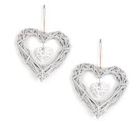 anneratteryer 2 Piezas Corazones Madera Adornos Colgantes Decoração Guirnalda Del Corazón, Corazón De Ratán Decorativo Colgante Adecuado Para Bodas, Fiestas De Cumpleaños, Decoración De Pared