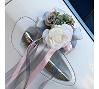 anneratteryer 5 Piezas Decoración Coche Boda Arcos del Coche de la Boda Flores Falsas de Material Suave,Decorables para Bodas,Cumpleaños, Etc.,Hermosas y Duraderas,de Tamaño 36 * 15 Cm,Blancas