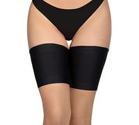 Annes styling Bandas antirozaduras para el muslo, elásticas, para evitar el roce entre los muslos, encaje con forro protector de silicona antideslizante Satinado Negro, Tamaño 3XL (77-81cm)