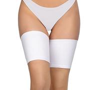 Annes styling Bandas antirozaduras para el muslo, elásticas, para evitar el roce entre los muslos, encaje con forro protector de silicona antideslizante Satinado Bianco, Tamaño M (58-61cm)