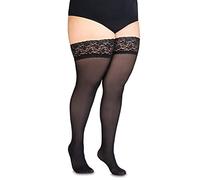 Annes styling braguero 60 denier mujeres mantener medias de microfibra con encaje alto opaco lencería medias de silicona superior Nero TG-7/8