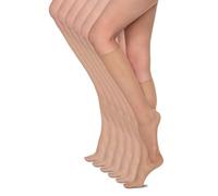 Annes styling Calcetines de mujer Hasta la rodilla 15 DEN Sin presión Ligeros y cómodos Todos los días Material liso Talla única Seis pares Sheena15, Natural