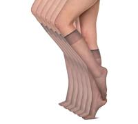 Annes styling Calcetines de mujer Hasta la rodilla 15 DEN Sin presión Ligeros y cómodos Todos los días Material liso Talla única Seis pares Sheena15, Fumo