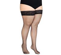 Annes styling Calze Rete - Medias de malla de malla de silicona con parte superior de encaje y diamantes de nailon