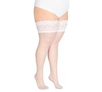 Annes styling Cecile - Medias altas de encaje para mujer, opacas, 20 denier con silicona antideslizante, Bianco XXL/3XL