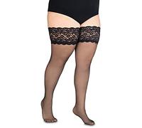Annes styling Cecile - Medias altas de encaje para mujer, opacas, 20 denier con silicona antideslizante, Nero XXL/3XL