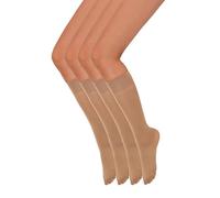 Annes styling Paquete de 4 Calcetines Hasta La Rodilla Para Mujer - Calcetines Elásticos y Duraderos - Suaves Ajustados Resistentes y Elegantes - Fabricados En Italia - Visone Talla única
