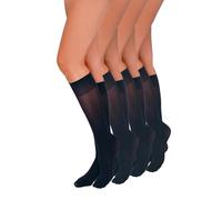 Annes styling Paquete de 4 Calcetines Hasta La Rodilla Para Mujer - Calcetines Elásticos y Duraderos - Suaves Ajustados Resistentes y Elegantes - Fabricados En Italia - Dark Blu Talla única
