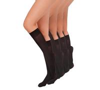 Annes styling Paquete de 4 Calcetines Hasta La Rodilla Para Mujer - Calcetines Elásticos y Duraderos - Suaves Ajustados Resistentes y Elegantes - Fabricados En Italia - Nero Talla única