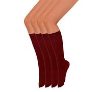 Annes styling Paquete de 4 Calcetines Hasta La Rodilla Para Mujer - Calcetines Elásticos y Duraderos - Suaves Ajustados Resistentes y Elegantes - Fabricados En Italia - Bordeaux Talla única