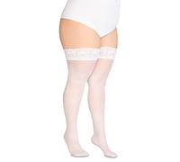 Annes styling Sila - Medias de nailon opacas de 40 denier para mujer, con silicona invisible, blanco, Large