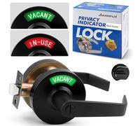 ANNFUZ Cerradura de puerta de baño vacante o en uso con asa, cerradura de palanca de baño ocupada con señal indicadora grande, manija de puerta comercial ANSI grado 2, para baños públicos, oficina,