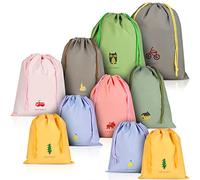 Annhao Bolsa Impermeable con Cordón - 10 Pcs Cuerdas Deporte Gimnasio, Guardería - Almacenamiento de Viaje para Infantil y Adulto - Ropa, Merienda, Zapatos (3 Tamaños)