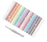 Annhao Brillantes para la Cara, 900 Piezas de Gemas Acrílicas Autoadhesivas Diamantes Brillos, Pegatinas para Uñas Faciales Ojos Niños DIY Decoraciones con Pinzas, 3mm 4mm 5mm, Morado,Verde