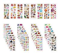 Annhao Pegatinas para Niños, 1000+ Pegatinas 3D Puffy Stickers para Regalos Gratificantes Scrapbooking Que Incluye Camiones, Aviones, Animales, Peces, Dinosaurios,Números,Frutas,Letras y Más(40 Hojas)
