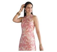 ANNI Designer Kurta recta con estampado de viscosa de rayón para mujer con pantalón | Ropa étnica india para oficina, casual, uso diario y ocasiones festivas, Rosa, 5XL