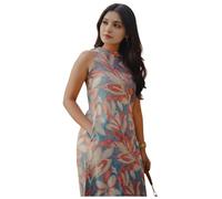 ANNI Designer Kurta recta con estampado de viscosa de rayón para mujer con pantalón | Ropa étnica india para oficina, casual, uso diario y ocasiones festivas, Azul, 5XL
